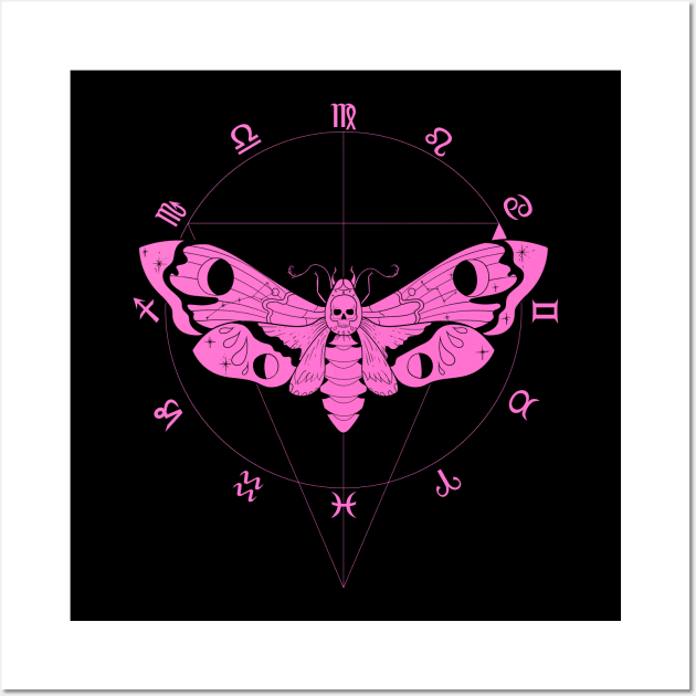 Deaths Head Moth - Pink Wall Art by Twisted Squid